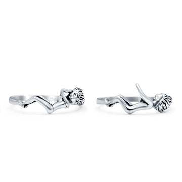 Lovers Oxidized Band Solid 925 Sterling Silver Thumb Ring (9mm)